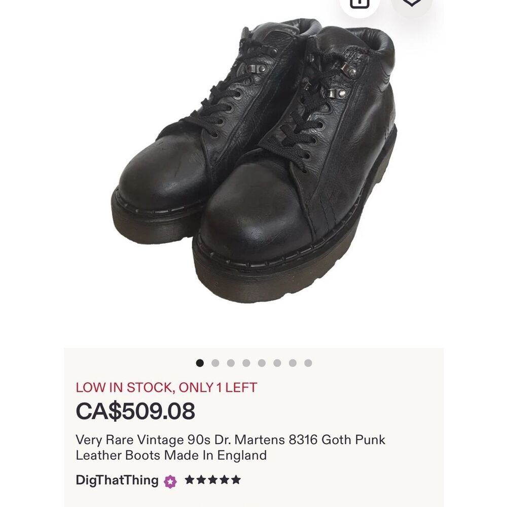 Dr. Martens Vintage 8316 Goth Punk Platform Leather Boots Made in England Rare - Picture 15 of 15